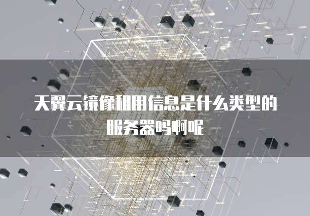 天翼云镜像租用信息是什么类型的服务器吗啊呢
