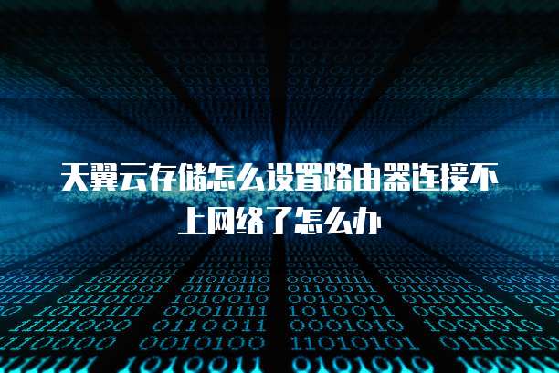 天翼云存储怎么设置路由器连接不上网络了怎么办