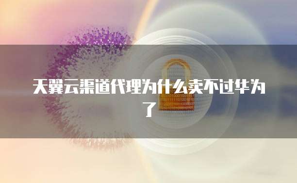 天翼云渠道代理为什么卖不过华为了