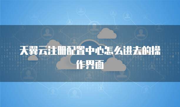 天翼云注册配置中心怎么进去的操作界面