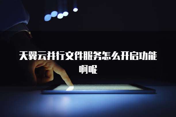 天翼云并行文件服务怎么开启功能啊呢