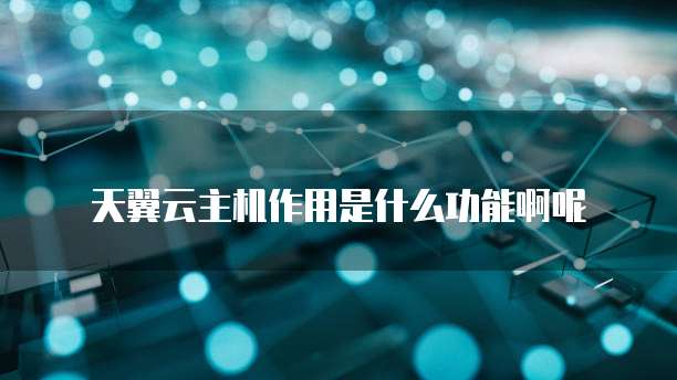 天翼云主机作用是什么功能啊呢