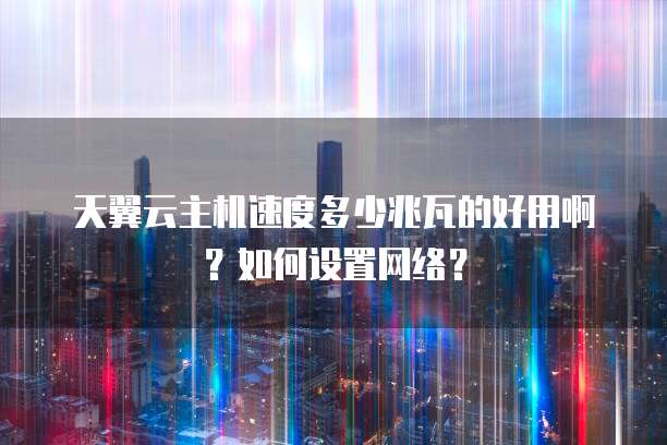 天翼云主机速度多少兆瓦的好用啊？如何设置网络？