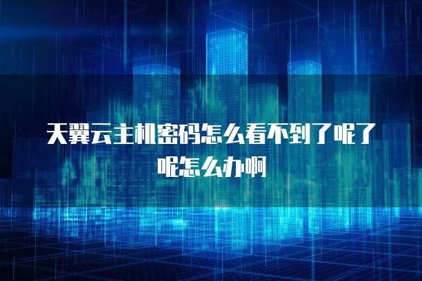 天翼云主机密码怎么看不到了呢了呢怎么办啊