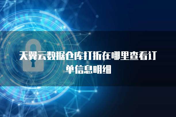 天翼云数据仓库打折在哪里查看订单信息明细