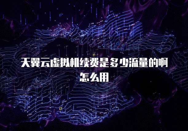 天翼云虚拟机续费是多少流量的啊怎么用