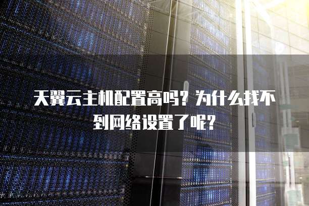 天翼云主机配置高吗?为什么找不到网络设置了呢?