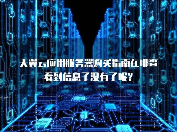 天翼云应用服务器购买指南在哪查看到信息了没有了呢?
