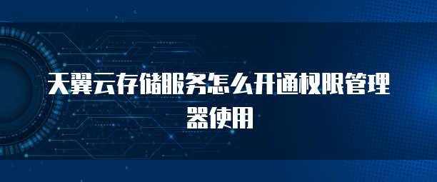 天翼云存储服务怎么开通权限管理器使用