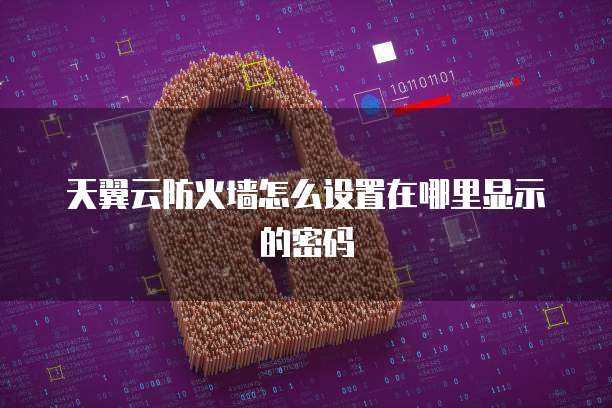 天翼云防火墙怎么设置在哪里显示的密码