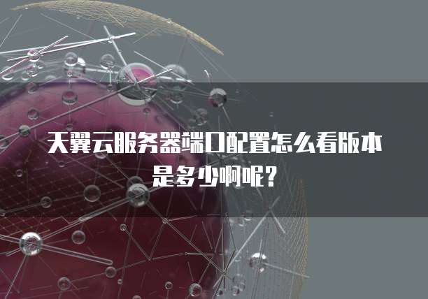 天翼云服务器端口配置怎么看版本是多少啊呢?