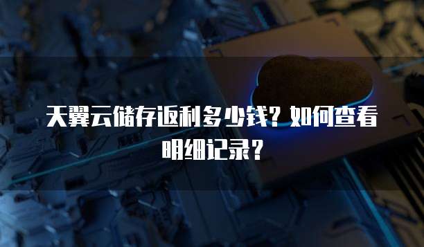 天翼云储存返利多少钱?如何查看明细记录?
