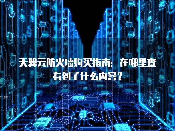 天翼云防火墙购买指南:在哪里查看到了什么内容?