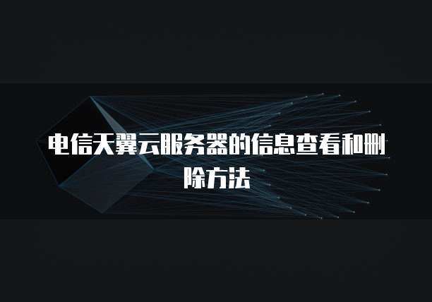 电信天翼云服务器的信息查看和删除方法