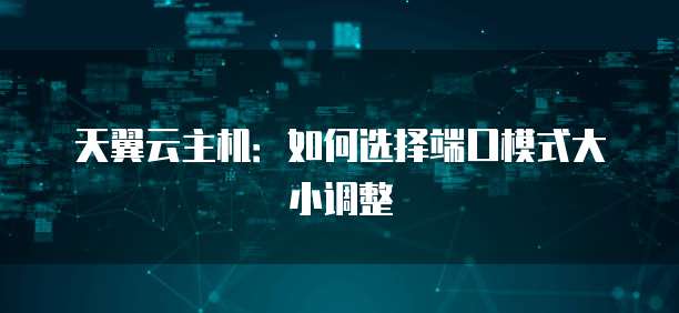 天翼云主机：如何选择端口模式大小调整