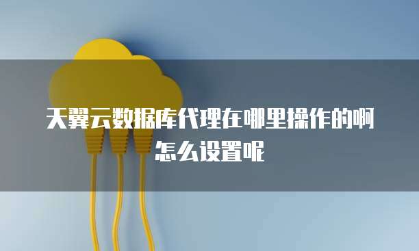 天翼云数据库代理在哪里操作的啊怎么设置呢