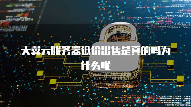 天翼云服务器低价出售是真的吗为什么呢