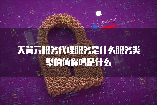天翼云服务代理服务是什么服务类型的简称吗是什么