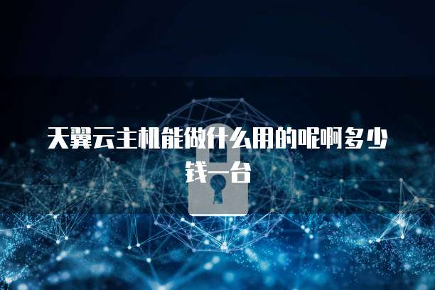 天翼云主机能做什么用的呢啊多少钱一台
