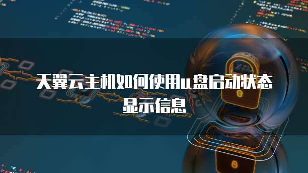 天翼云主机如何使用u盘启动状态显示信息