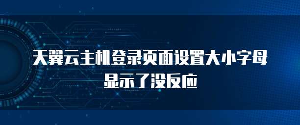 天翼云主机登录页面设置大小字母显示了没反应