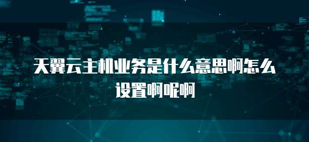 天翼云主机业务是什么意思啊怎么设置啊呢啊