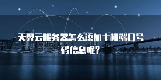 天翼云服务器怎么添加主机端口号码信息呢?