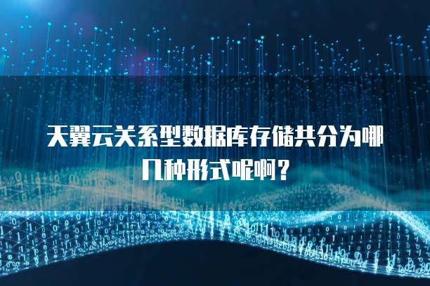 天翼云关系型数据库存储共分为哪几种形式呢啊?