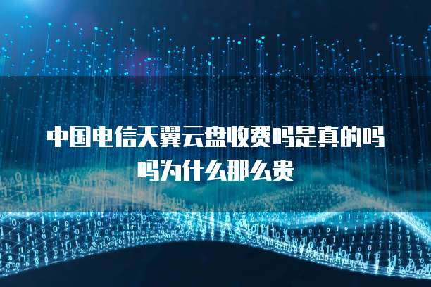 中国电信天翼云盘收费吗是真的吗吗为什么那么贵