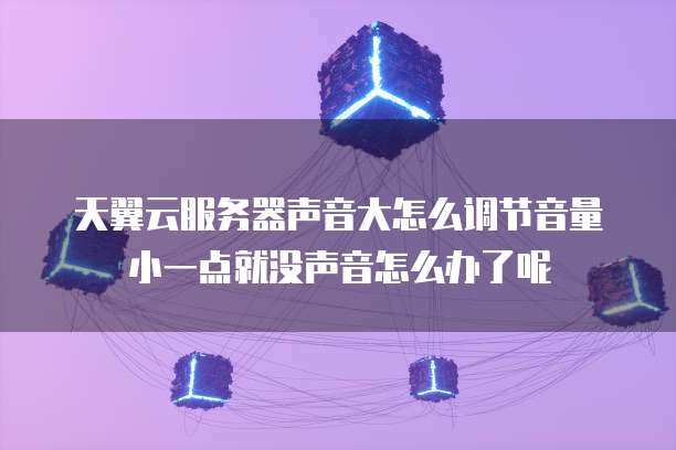 天翼云服务器声音大怎么调节音量小一点就没声音怎么办了呢