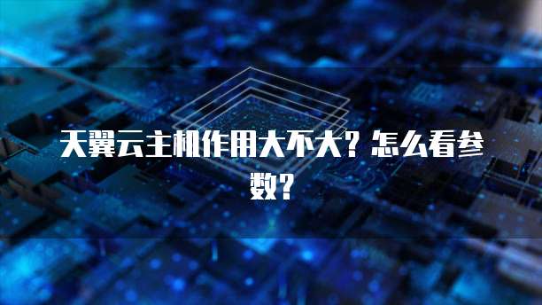 天翼云主机作用大不大？怎么看参数？