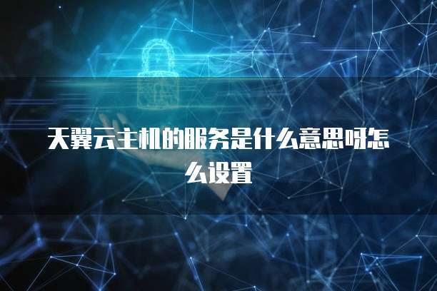 天翼云主机的服务是什么意思呀怎么设置