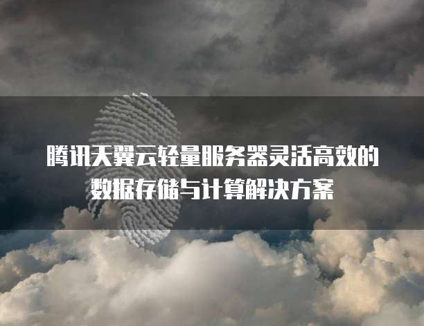 腾讯天翼云轻量服务器灵活高效的数据存储与计算解决方案