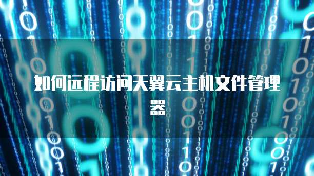 如何远程访问天翼云主机文件管理器