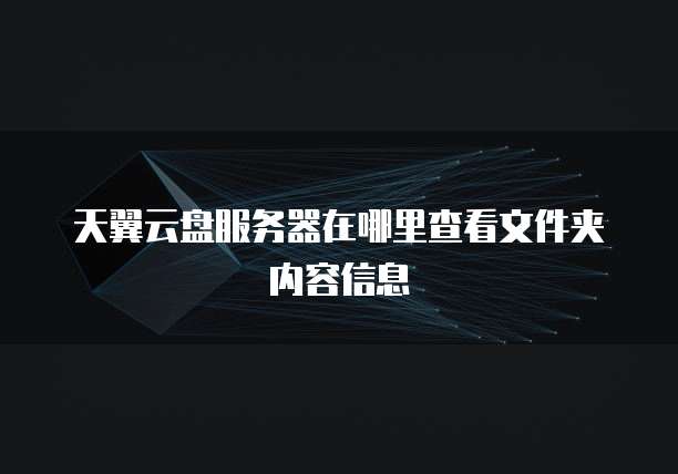 天翼云盘服务器在哪里查看文件夹内容信息