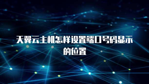 天翼云主机怎样设置端口号码显示的位置
