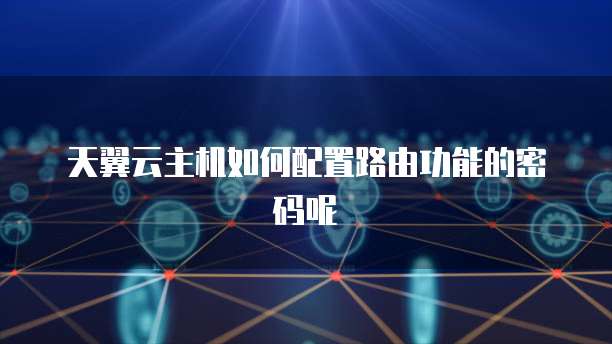 天翼云主机如何配置路由功能的密码呢