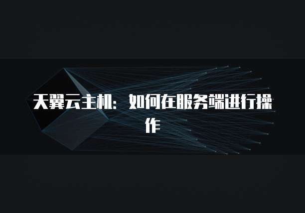 天翼云主机：如何在服务端进行操作