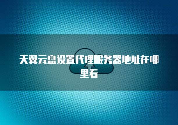 天翼云盘设置代理服务器地址在哪里看