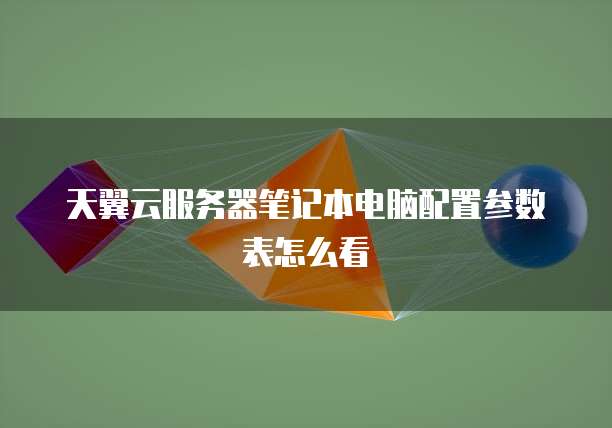 天翼云服务器笔记本电脑配置参数表怎么看