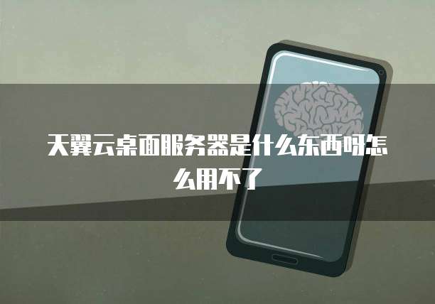 天翼云桌面服务器是什么东西呀怎么用不了