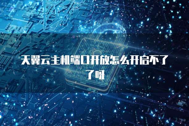 天翼云主机端口开放怎么开启不了了呀