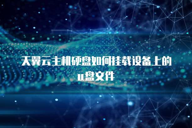 天翼云主机硬盘如何挂载设备上的u盘文件