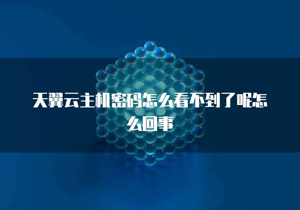 天翼云主机密码怎么看不到了呢怎么回事