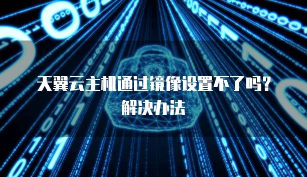 天翼云主机通过镜像设置不了吗？解决办法