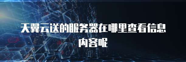 天翼云送的服务器在哪里查看信息内容呢