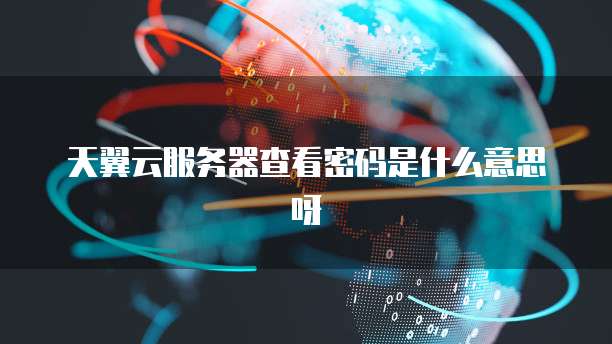 天翼云服务器查看密码是什么意思呀