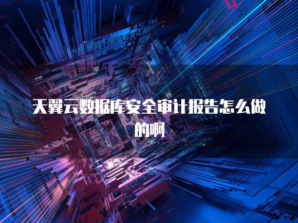 天翼云数据库安全审计报告怎么做的啊