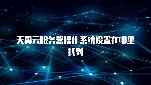 天翼云服务器操作系统设置在哪里找到