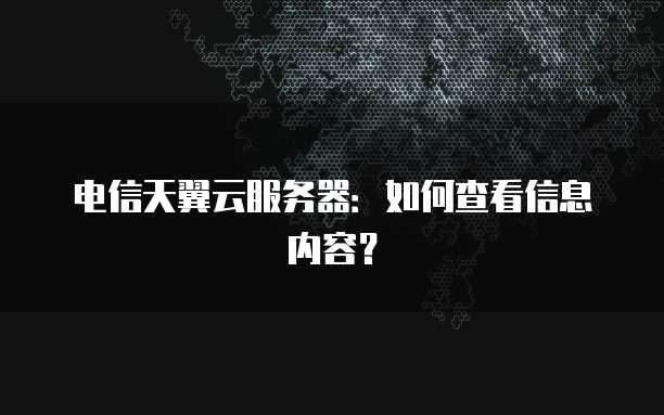 电信天翼云服务器：如何查看信息内容？